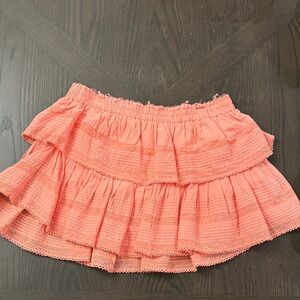LoveShackFancy Coral Ruffle Mini Skirt